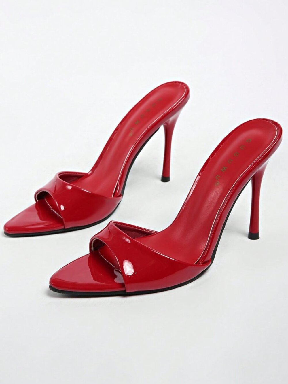 Red Sexy Women's Square Toe Slingback Stilettos High Heel Sandals - Picture 5 of 7